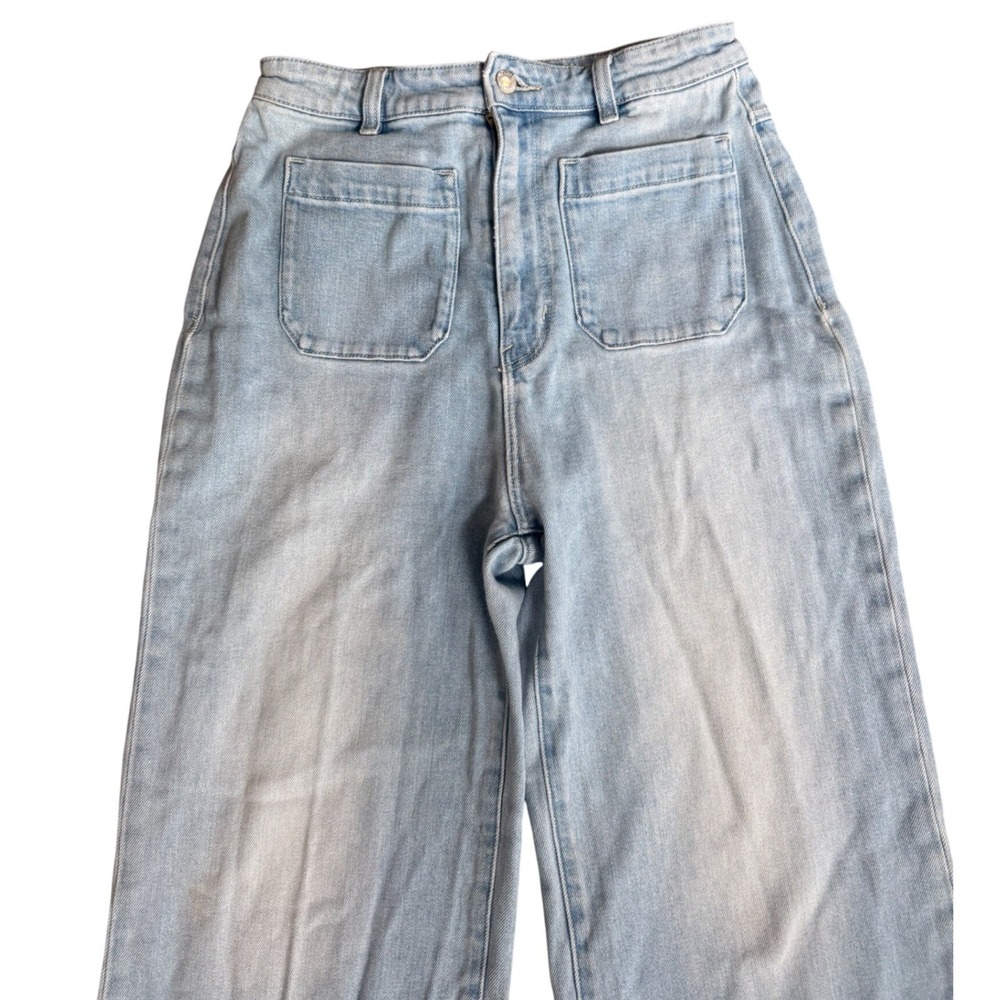 Rollas Sailor Wide Leg Jeans Size 30 Light Vintage Blue High Rise Pocket Baggy - Picture 3 of 13